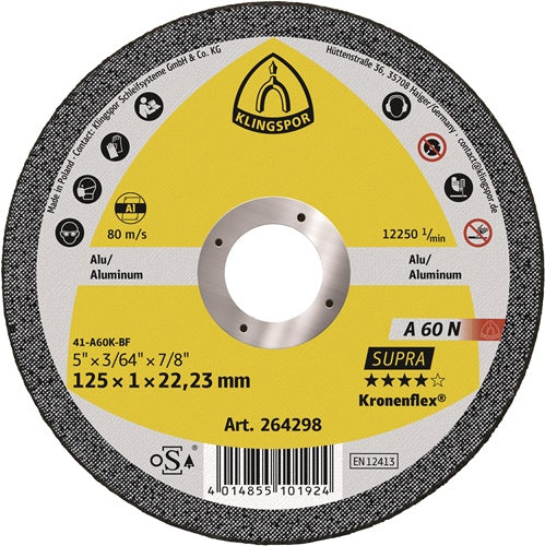 Trennscheibe A 60 N Supra D125x1mm gerade Aluminium Bohrung 2223 mm KLINGSPOR - VPE: 25