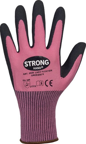 Handschuhe LADY FLEXTER Größe 6 pink/schwarz EN 420 EN 388 PSA-Kategorie II STRONGHAND - VPE: 12 – Ansicht 3