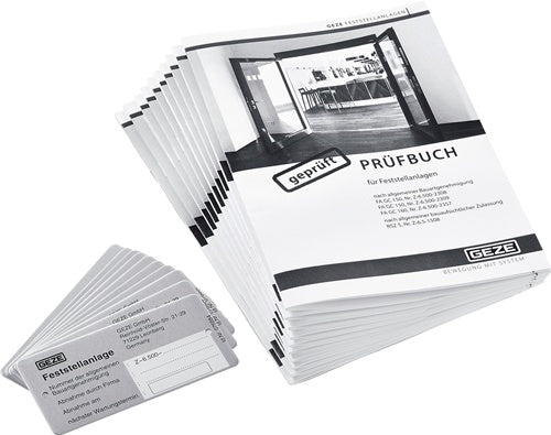 Abnahmeset Feststellanlage je 10x Prüfbuch Schild Aufkleber f Abnahmeprüfung GEZE