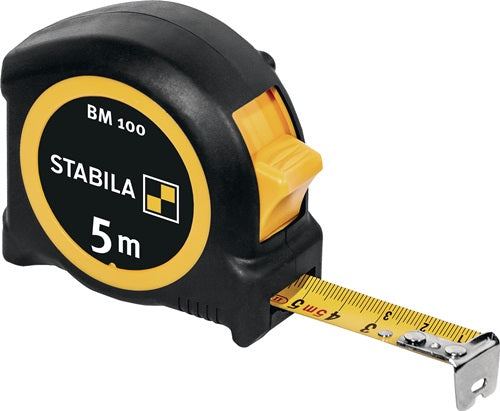Taschenrollbandmaß BM 100 Länge 5 m Breite 19 mm mm/mm EG II ABS / TPE Metall-Clip STABILA