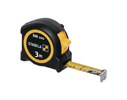Taschenrollbandmaß BM 100 Länge 3 m Breite 16 mm mm/mm EG II ABS / TPE Metall-Clip STABILA