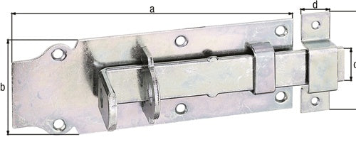 Schlossriegel L180mm B64mm gerSTA galvverzdpassAusschub 56mm GAH