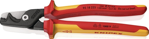Kabelschere StepCut® XL L225mm Kopf brünVDE Mehrkomp-Hüllen KNIPEX