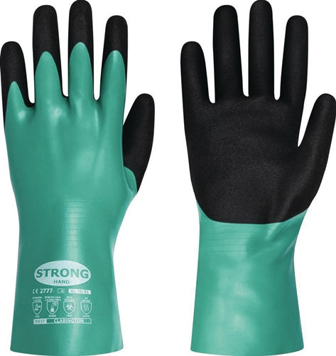 Chemiehandschuhe CLARINGTON Gr10 grün/schwarz EN 407/EN 388/EN 374 - VPE: 12