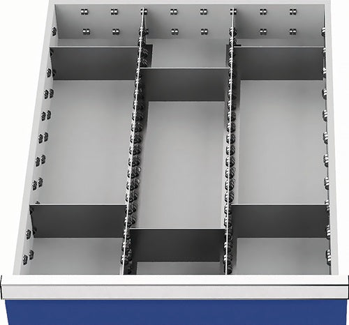 Schubladenunterteilungsmaterial Fronthöhe 150 mm 2 Längs-/6 Querteiler Schubladenbreite 450 mm
