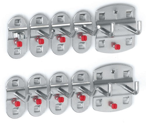 Werkzeughalter 10-tlg kunststoffbeschichtet 7 Haken/2 Doppelhaken/1 Werkzeugklemme RASTERPLAN