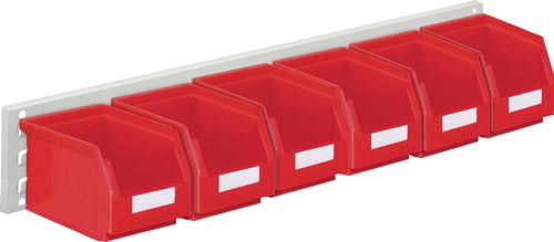 Sichtlagerkastenset H140xB920xT250mm Stahlblech/Polyethylen Kunststoffbeschichtung rot 6 x Gr 6 rot RASTERPLAN