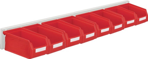 Sichtlagerkastenset H100xB920xT180mm Stahlblech/Polyethylen Kunststoffbeschichtung rot 8 x Gr 7 rot RASTERPLAN