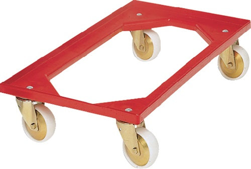 Kistenroller Tragfähigkeit 250 kg Polymer-Bereifung L605xB405mm ABS-Kunststoff rot