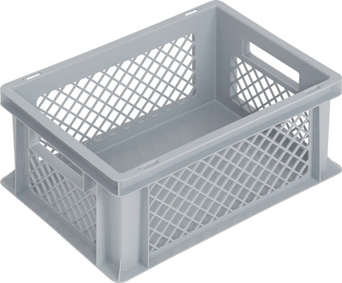 Transportstapelbehälter L400xB300xH170mm grau PP Durchfassgriff Seitenwände durchbrochen LOCKweißER