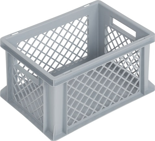 Transportstapelbehälter L400xB300xH220mm grau PP Durchfassgriff Seitenwände durchbrochen LOCKweißER