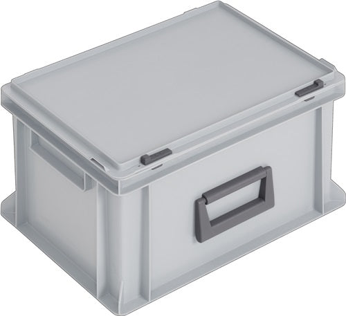 Kunststoffkoffür L400xB300xH233 mm PP 1 Griff Schiebeverschluss grau 20 l LOCKweißER