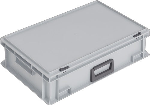 Kunststoffkoffür L600xB400xH163 mm PP 1 Griff Schiebeverschluss grau 33 l LOCKweißER