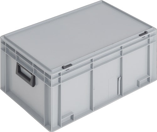 Kunststoffkoffür L600xB400xH293 mm PP 2 Griffe Schiebeverschluss grau 55 l LOCKweißER