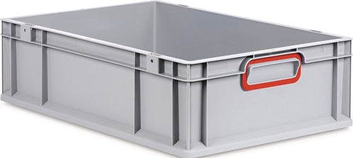 Transportstapelbehälter L600xB400xH170mm grau PP geschlossener Griff rot Seitenwände geschlossen ALLIT