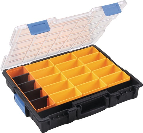 Sortimentskasten Euro Plus Pro B440xT355xH76mm 21 Fächer 4 Trennstege transparent schwarz ALLIT