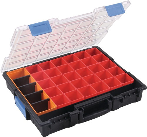 Sortimentskasten Euro Plus Pro B440xT355xH76mm 36 Fächer 4 Trennstege transparent schwarz ALLIT