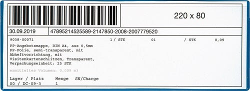Etikettentasche B220xH80mm magnetisch 10St/Pack EICHNER - VPE: 10
