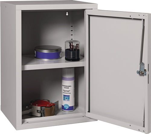 Hängeschrank H600xB400xT300 mm Vollblech 1 Boden Stahlblech lichtgrau RAL 7035/lichtgrau RAL 7035 – Ansicht 2