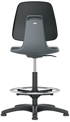 Arbeitsdrehstuhl Labsit Bodengleiter + Fußring Sitzschale anthrazit Integralschaum schwarz 520-770 mm BIMOS