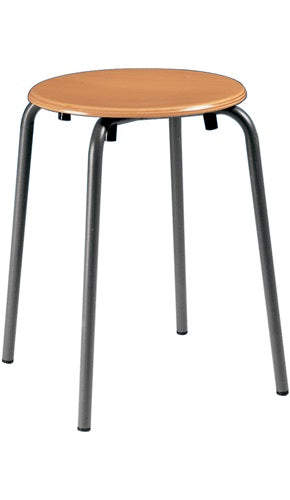 Stapelhocker Sitzhöhe 500 mm Sitz-Ø 300 mm Rundrohr anthrazit Buche natur lackiert BIMOS