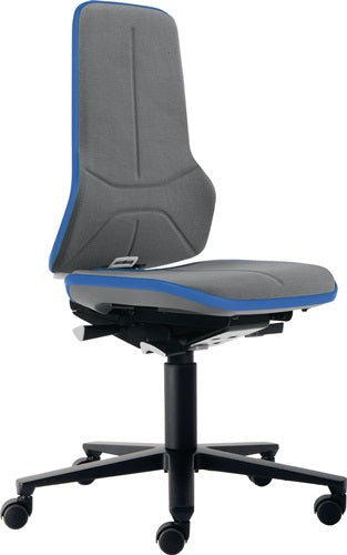 Arbeitsdrehstuhl Neon Rollen Supertec-Gewebe grau blau 450-620 mm BIMOS