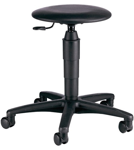 Drehhocker mit Rollen Kunstlederpolster schwarz Sitzhöhenverstellung 420-550 mm TOPSTAR