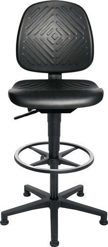Arbeitsdrehstuhl TEC 40 Counter Bodengleiter + Fußring Polyurethanschaum schwarz 590-840 mm TOPSTAR – Ansicht 6