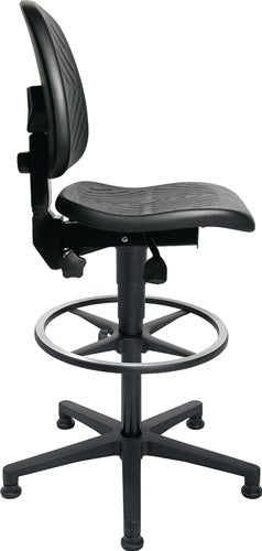 Arbeitsdrehstuhl TEC 40 Counter Bodengleiter + Fußring Polyurethanschaum schwarz 590-840 mm TOPSTAR – Ansicht 4