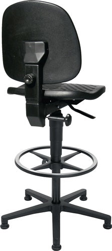 Arbeitsdrehstuhl TEC 40 Counter Bodengleiter + Fußring Polyurethanschaum schwarz 590-840 mm TOPSTAR – Ansicht 3