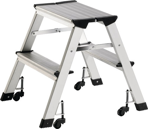 Klapptritt Stufen einschl Plattform 2 Plattformhöhe 440 mm Aluminium fahrbar