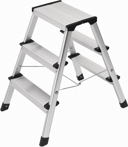Klapptritt Stufen einschl Plattform 3 Plattformhöhe 600 mm Aluminium mit Anti-Rutsch-Riffelung HAILO
