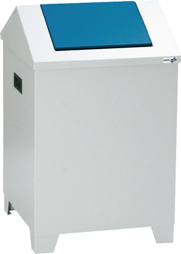 Putzwollkasten H680xB400xT400mm Gehäuse lichtgrau RAL 7035 / Klappe enzianblau RAL 5010 Stahlblech STUMPF