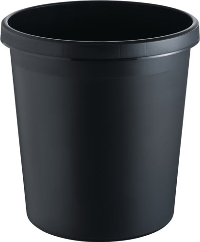 Papierkorb 18 l H331xØ315 mm mit Griffrand Kunststoff schwarz HELIT - VPE: 6