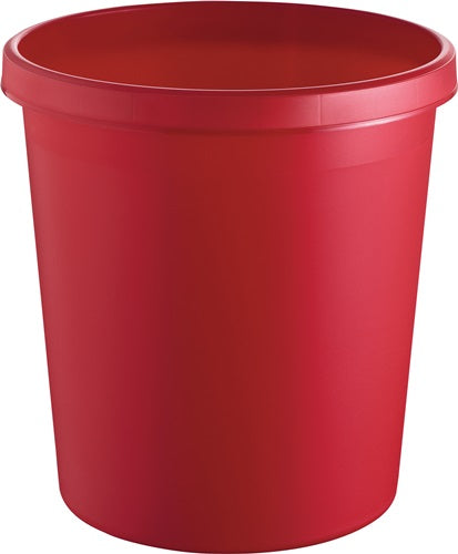 Papierkorb 18 l H331xØ315 mm mit Griffrand Kunststoff rot HELIT - VPE: 6