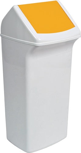 Wertstoffsammler 40 l H747xB320xT366mm weiß / gelb mit Deckel DURABLE – Ansicht 3