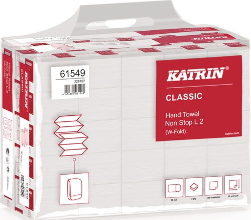 Falthandtuch Katrin Classic L 2 2-lagig weiß L240 mm xB320camm 3000 Tücher/KT ELOS