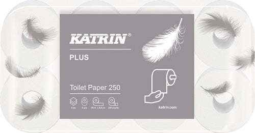 Toilettenpapier Katrin 250 Long 3-lagig 48 RL a 250 Blatt=12000 Blatt KATRIN - VPE: 48