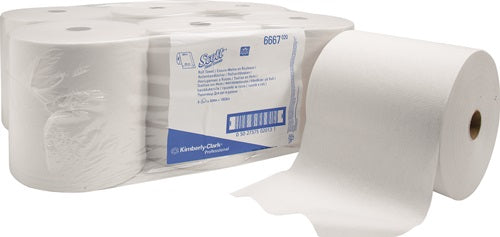 Rollenhandtuch SCOTT® 6667 1-lagig weiß L304camxB200camm passend für 9000 469 674 KT = 6 Rollen SCOTT