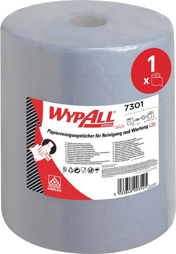 Wischtuch WYPALL L20 7301 L385xB325ca mm blau 2-lagig 500 Tücher / Rolle KIMBERLY-CLARK