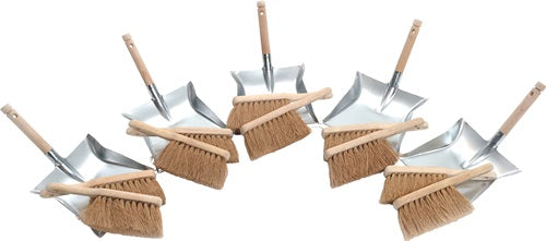 Kehrschaufelset mit Holzgriff 10xKokoshandfeger 5xKehrschaufel