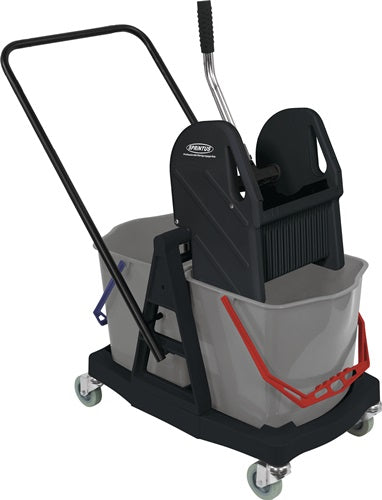 Reinigungswagen Eimer 2 x 17 l Presse Kunststoff mit Metallschubbügel SPRINTUS