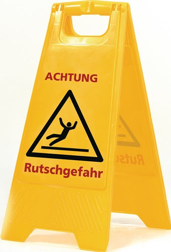 Warnschild Achtung Rutschgefahr Schriftzug B 300 x H 570 mm signalgelb / schwarz/rot SPRINTUS