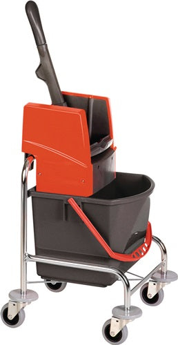 Reinigungswagen Eimer 1 x 17 l und Presse Stahlrohr VERMOP