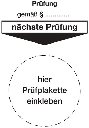 gründplakette B80xL40 mm Prüfung gemäß Paragraph Folie Beutel a 100 Stück