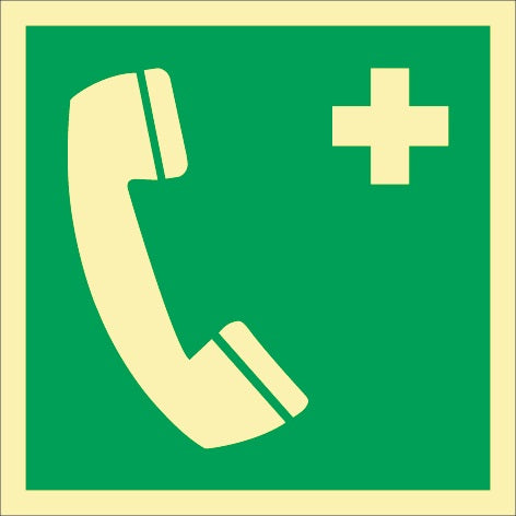 Rettungszeichen ASR A13/DIN EN ISO 7010/DIN 67510 L148xB148 mm Nottelefon Folie