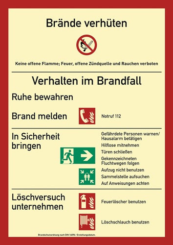 Brandschutzzeichen DIN EN ISO 7010 L210xB297 mm Brandschutzordnung Folie