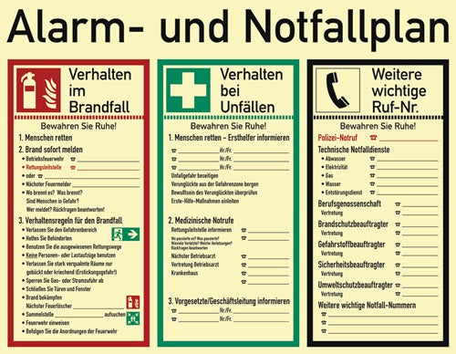 Alarm-/Notfallplan ASR A13/DIN EN ISO 7010/DIN 67510 L620xB480 mm Kunststoff