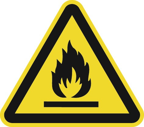 Warnzeichen ASR A13/DIN EN ISO 7010 200 mm Warnung feuergefährliche Stoffe Folie