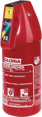 KFZ-Pulverfeuerlöscher 2 kg mit Dauerdruck Brandklasse A 13 A 89 B C mManom+Halt GLORIA